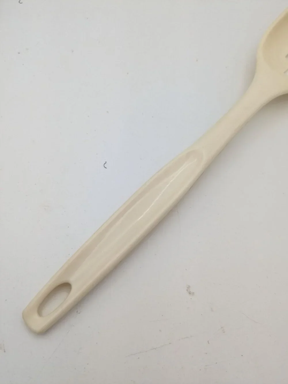 Vintage Foley #1 Almond Nylon Plastic Slotted Spoon 11